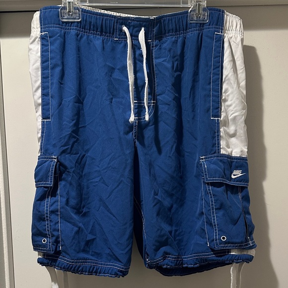 Nike Other - Nike Blue and White Cargo Swim Shorts